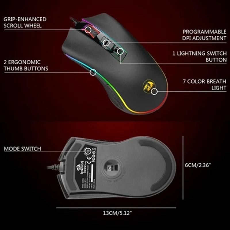 Redragon M711 Проводная игровая клавиатура Мышь цветная (RGB) Цвет светодиодный