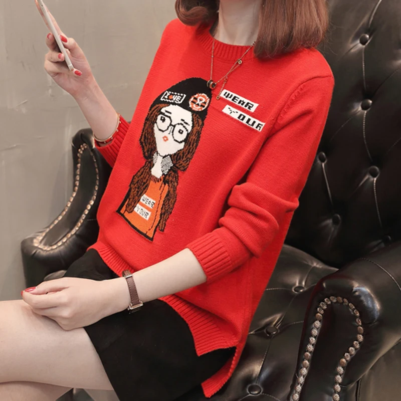 

Женский трикотажный пуловер с круглым вырезом, длинным рукавом и флисовой подкладкой