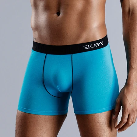 B9 Sku Blue SKARR Брендовое Мужское нижнее белье из натурального хлопка, мужские боксеры, мужское нижнее белье, удобные шорты-боксеры, Кальвин, трусы-боксеры - Цвет: B9 Sku Blue