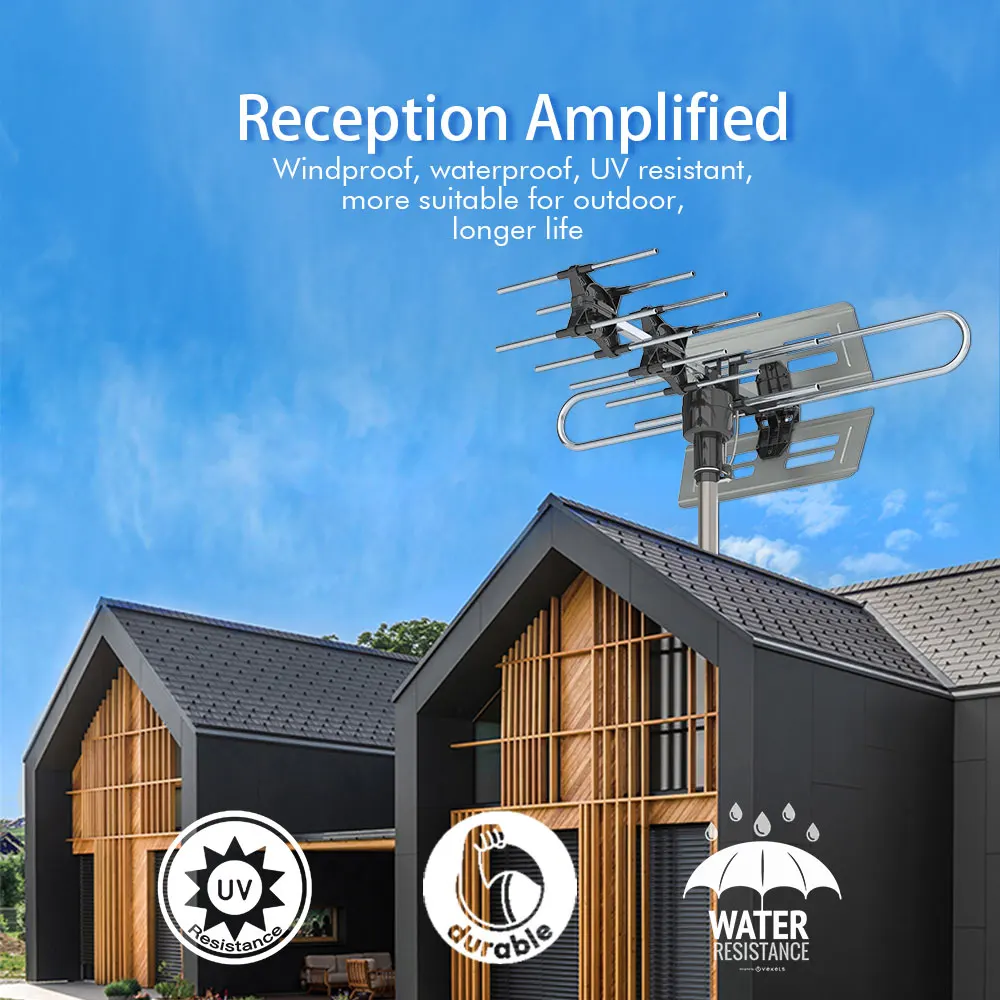 Leadzm TA-983 360°Rotation UV Dual Frequency 45-860MHz 22-38dB Outdoor TV Antenna Remote control outdoor antenna