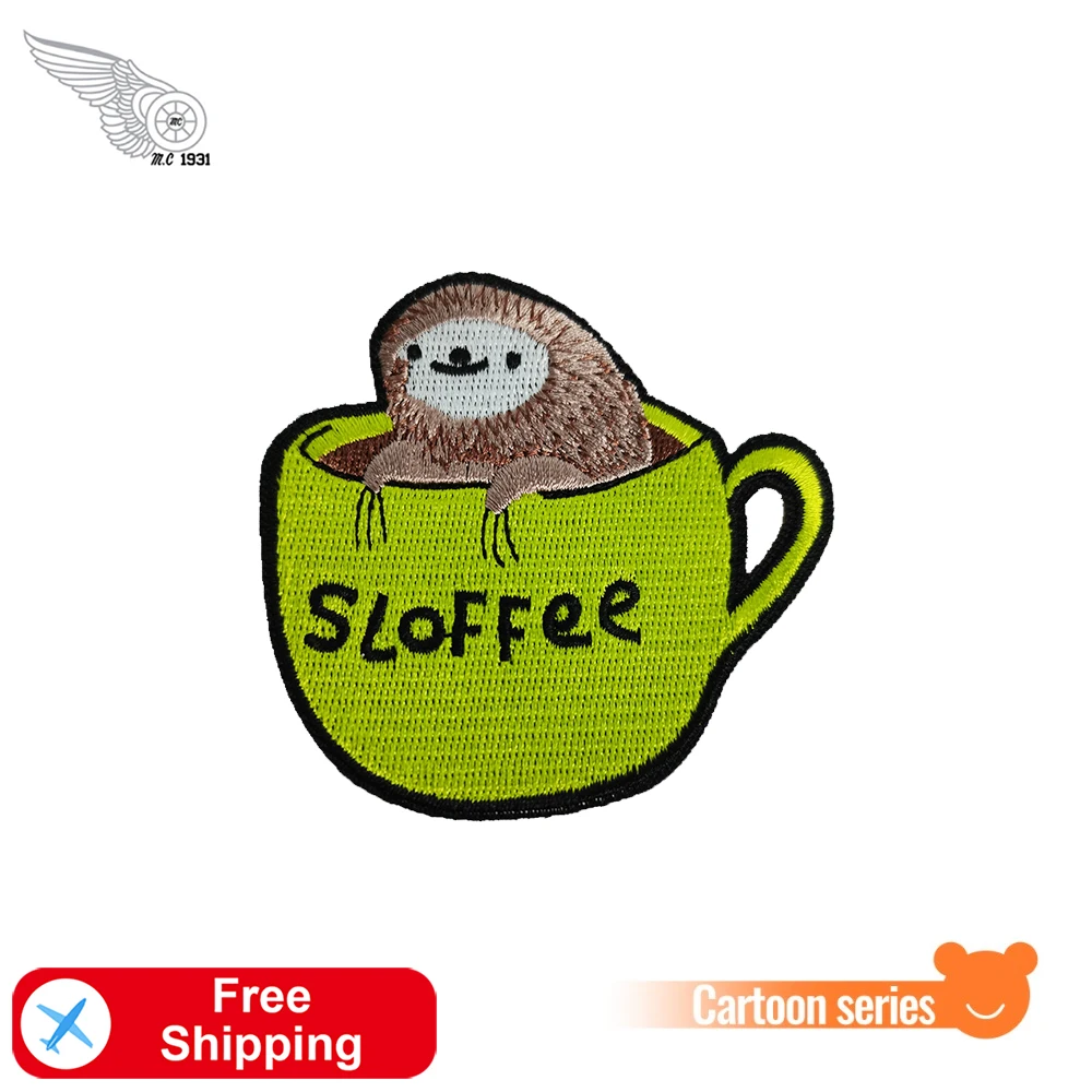 Sloffee мультфильм вышитые патчи животное Ленивец значки Утюг на одежду из DIY