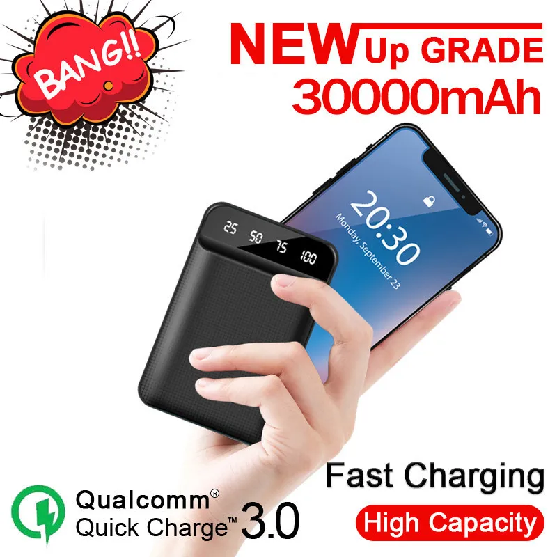 30000 мАч портативное зарядное устройство для телефона 2USB Xiaomi Samsung IPhone Powerbank внешний