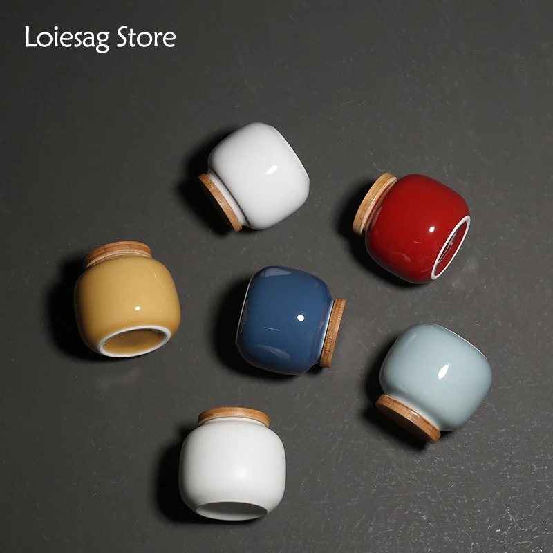 Loiesag Ceramic Tea Box Colorful Caddy Caddies Containers Kitchen Portable Travel Storage Candy Coffee Snacks Jar | Дом и сад