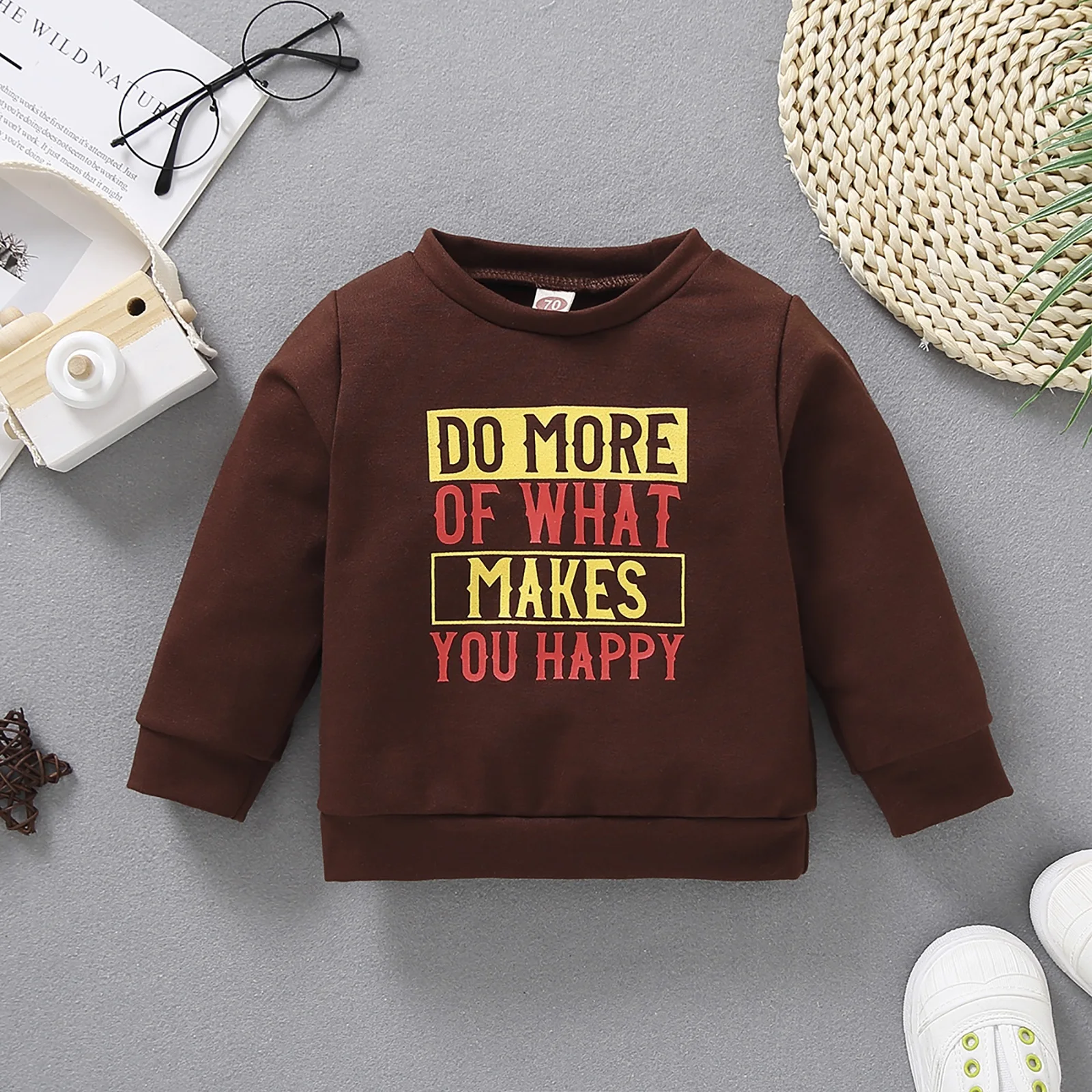 Toddler Baby Sweatshirts Letter Print Round Neck Long Sleeve Hoodies Top for Birthday Party Photography Vacation 3-24Months