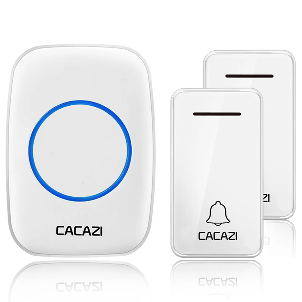 2 button 1 receiver CACAZI автономный беспроводной дверной звонок Водонепроницаемый без батареи США ЕС Великобритания AU штекер вызова дверной звонок 1 2 кнопки 1 2 приемника - Цвет: 2 button 1 receiver