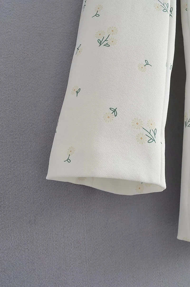 

Summer 2020 Floral Print Pockets Women Blazer Single Button Turn Down Collar Full Sleeve Female Blazers