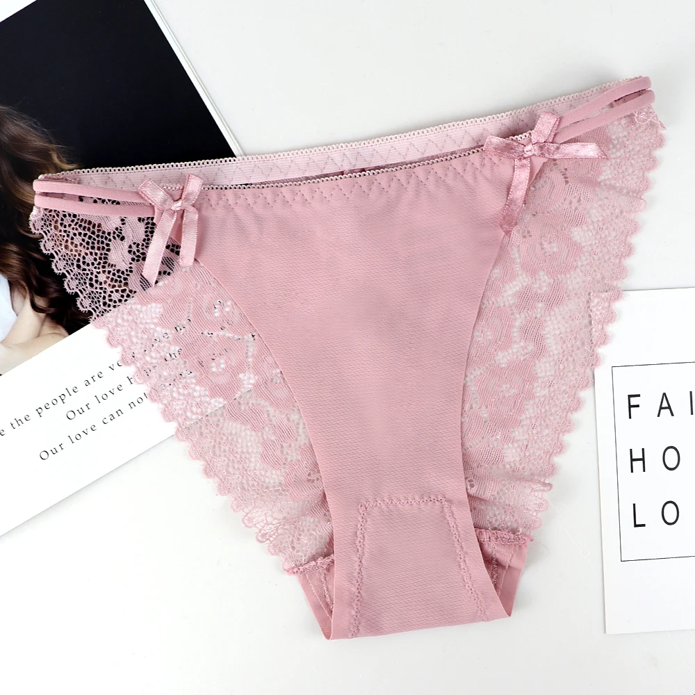 

Panties For Women Sexy Lace Underpants Nylon Silk Panty Briefs Underwear Low-Rise Lingerie Soft Breathable Seamless Briefs 3 PCS