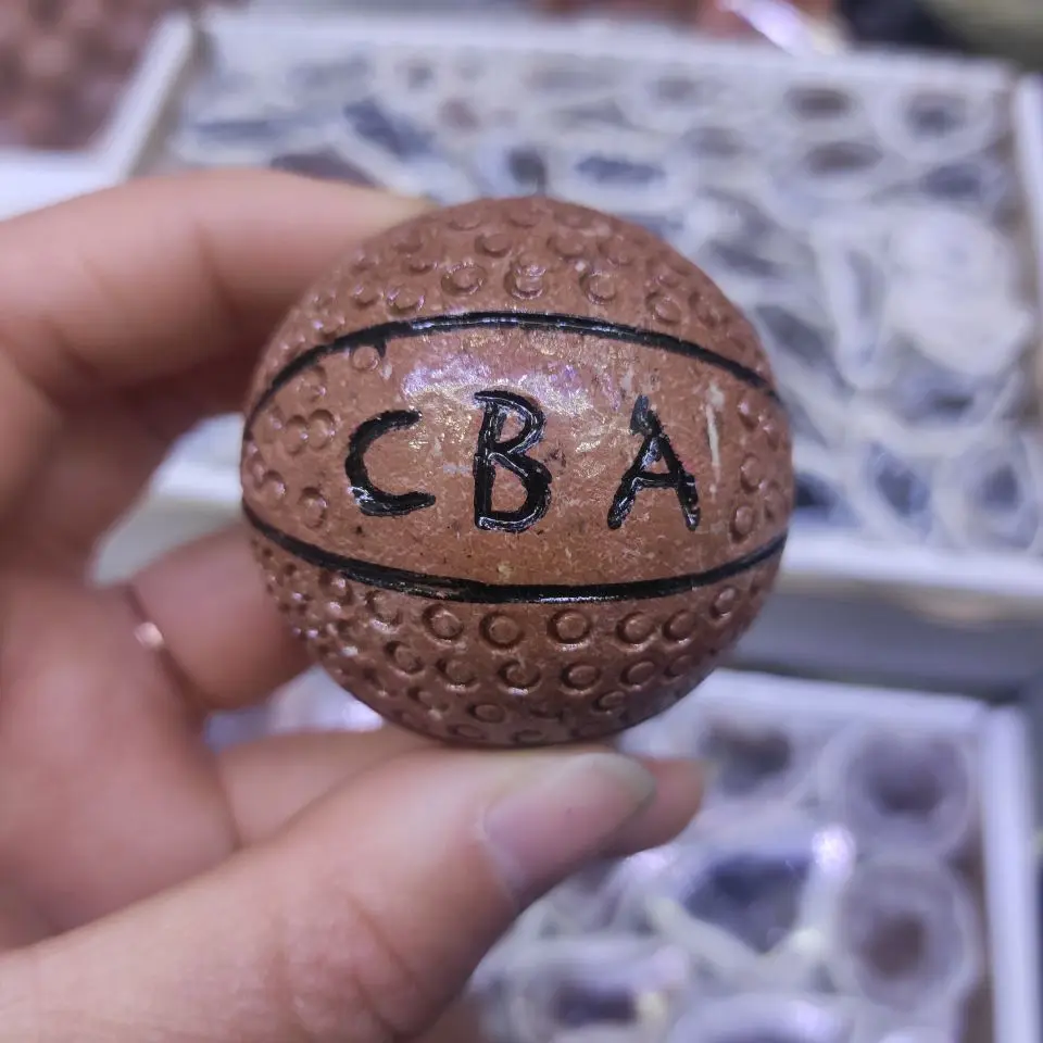 

1pcs 4-5cm Good Luck Madagascar Banded Agate basketball Healing Body Heathy Raw Specimen Collection Gifts
