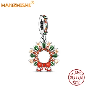 Fashion Real 925 Sterling Silver Snowflake With Shining Zircon Charms Beads Fit Original Brand Bracelet Necklace Jewelry Gift