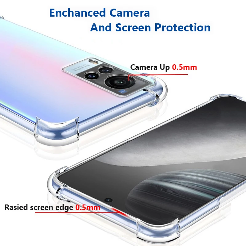 For vivo X70 X60 X50 X51 5G X30 X27 Pro X23 X21i X21 X20 Plus X21s Slim Soft TPU Silicone Transparent Case Shockproof Back Cover