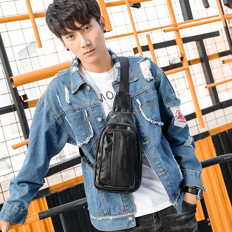 new casual men chest bag shoulder Korean small satchel fashion tide JIULIN |