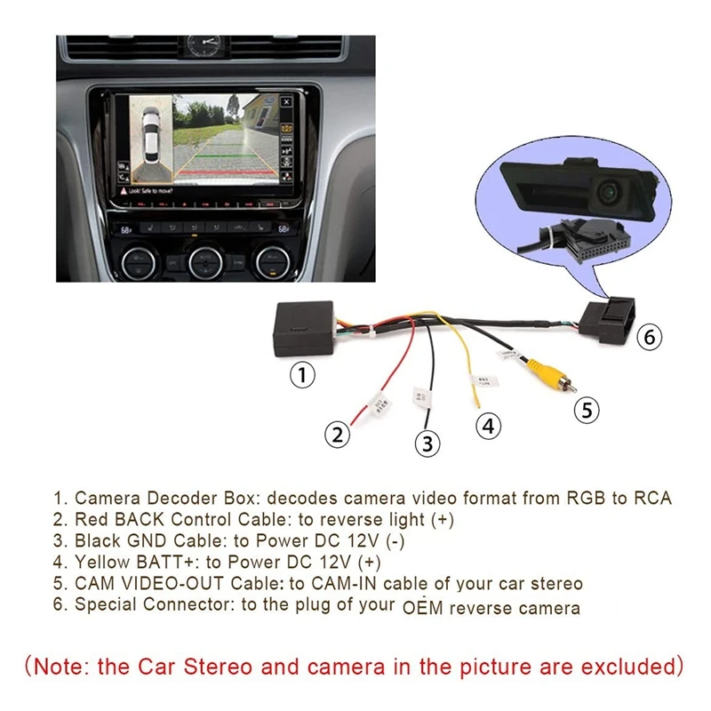 

RGB to (RCA) AV CVBS Signal Converter Decoder Box Adapter for Factory Rear View Camera Tiguan Golf 6 Passat CC