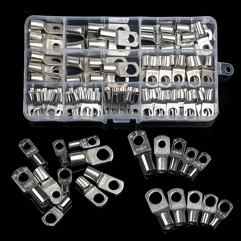 

100Pcs Bolt Hole Tinned Copper Cable Lugs Battery Terminals Set Wire Terminals Connector Wire Connector Terminal Eletrico