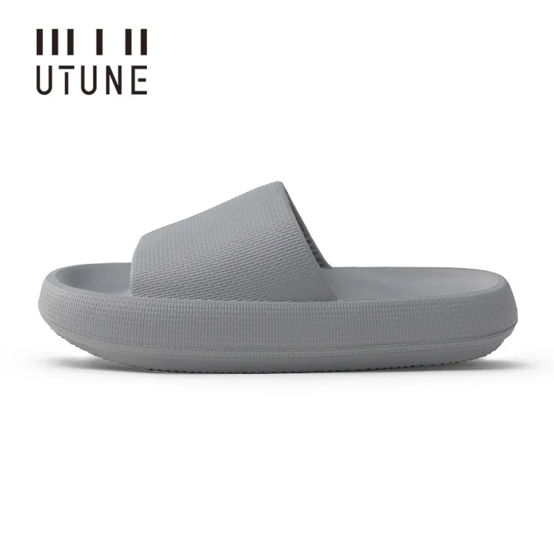 Шлепанцы UTUNE из ЭВА, женские шлепанцы на платформе, летняя домашняя обувь, пляжные сандалии для ванной, мужские уличные Нескользящие розовые шлепанцы для женщин - изображение