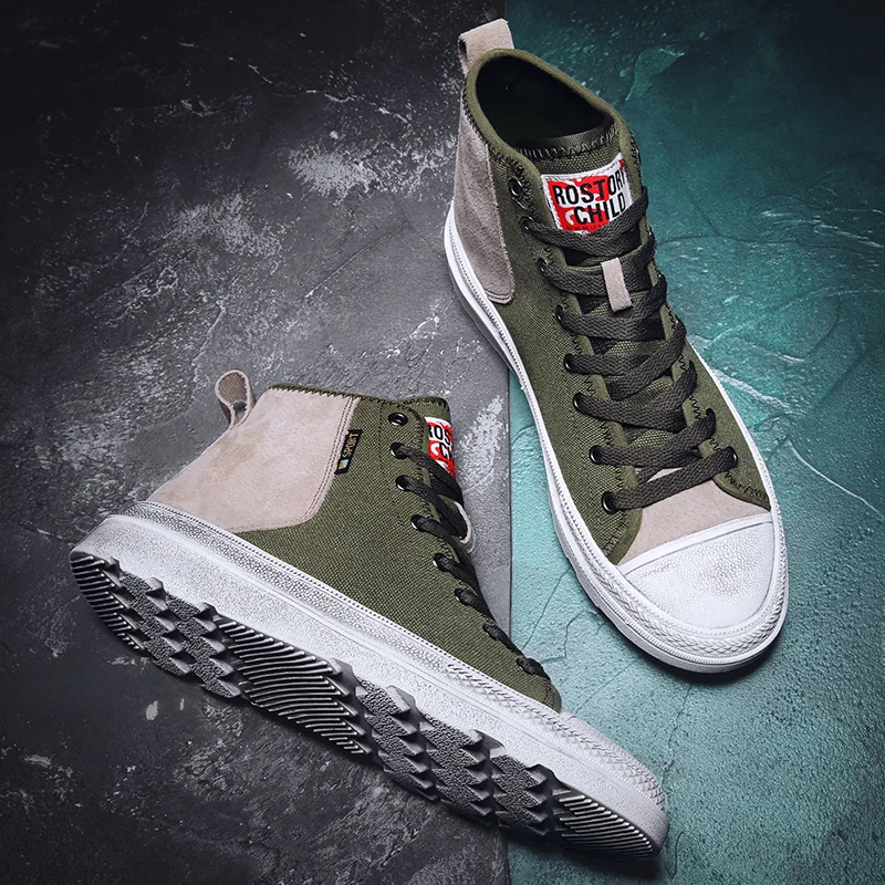 

Breathable Casual Shoes Black Shoes For Men 2020 Fashion Casual Men's Sneakers High Top Canvas With A Hot Mens Trainers Shoe