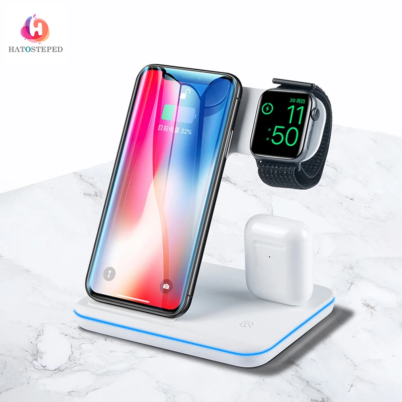 15 Вт Беспроводное зарядное устройство для iPhone 11 Pro Max X XS XR Pad Samsung Galaxy Note 10 Plus 3 в 1