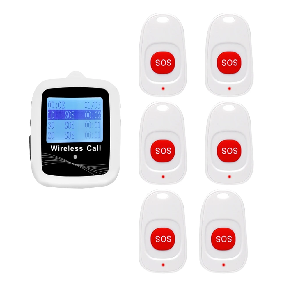 Nurse Calling System Waterproof Watch Receiver White Or Black And SOS Emergency Call Buttons For Hospital Clinic Nursing Home