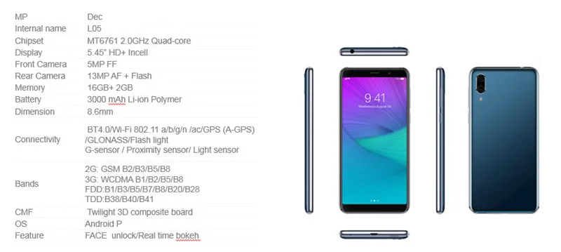 Глобальная версия lenovo A5s 5,45 дюймов HD 18:9 экран 2 Гб 16 Гб MT6761 13 МП камера смартфон 3000 мАч разблокировка лица телефон