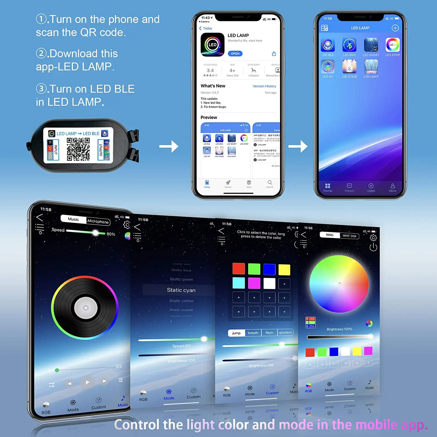 Светодиодная музыкальная RGB Гирлянда с медным проводом лампа управлением через