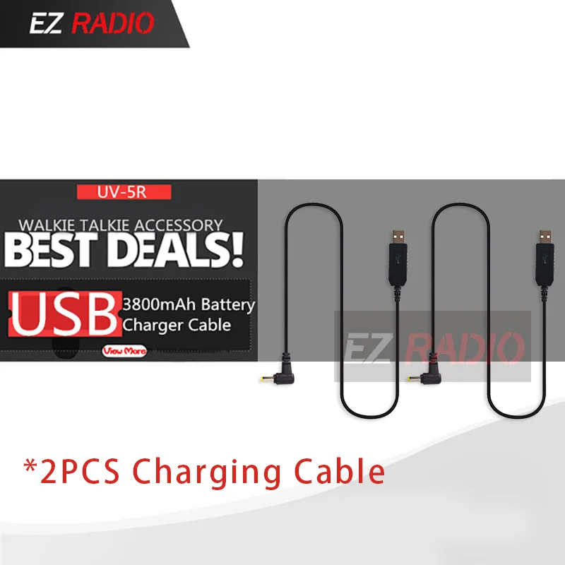 2PCS Charger Cable BL-5 Baofeng UV-5R Батарея 3800 мАч Baofeng Батарея Кабель зарядного устройства USB кабель для BF-F8 uv 5r uv5r UV-5RE UV-5RA 5RB 5RL F8+ F8HP - Цвет: 2PCS Charger Cable