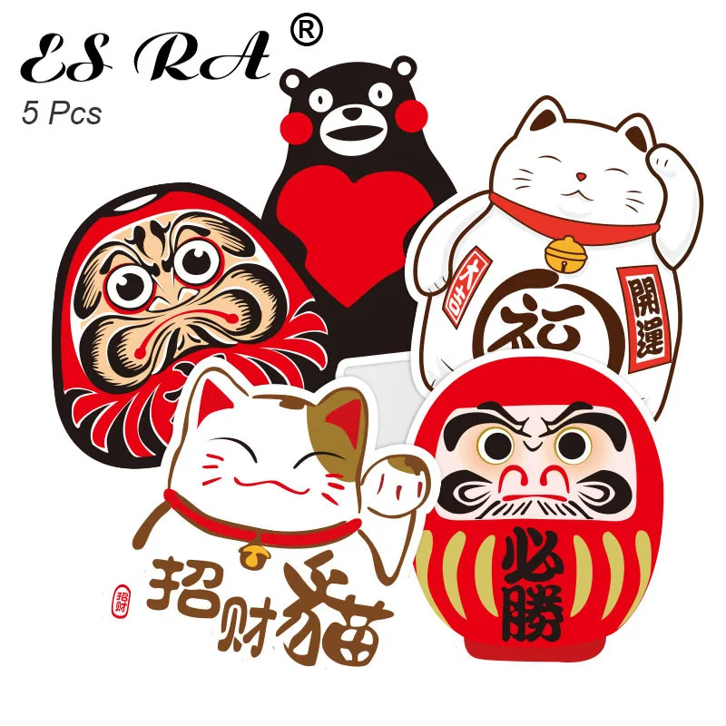 Наклейки из ПВХ с изображением кота удачи и японского Бога водонепроницаемые