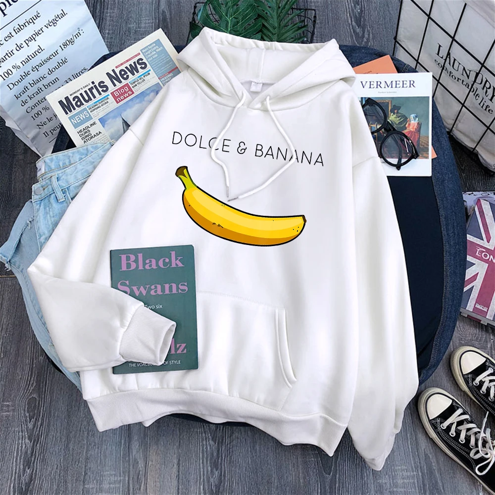 

Женские свитшоты стрейерт, мягкая спортивная одежда с принтом бананов, креативная Женская толстовка в стиле ретро