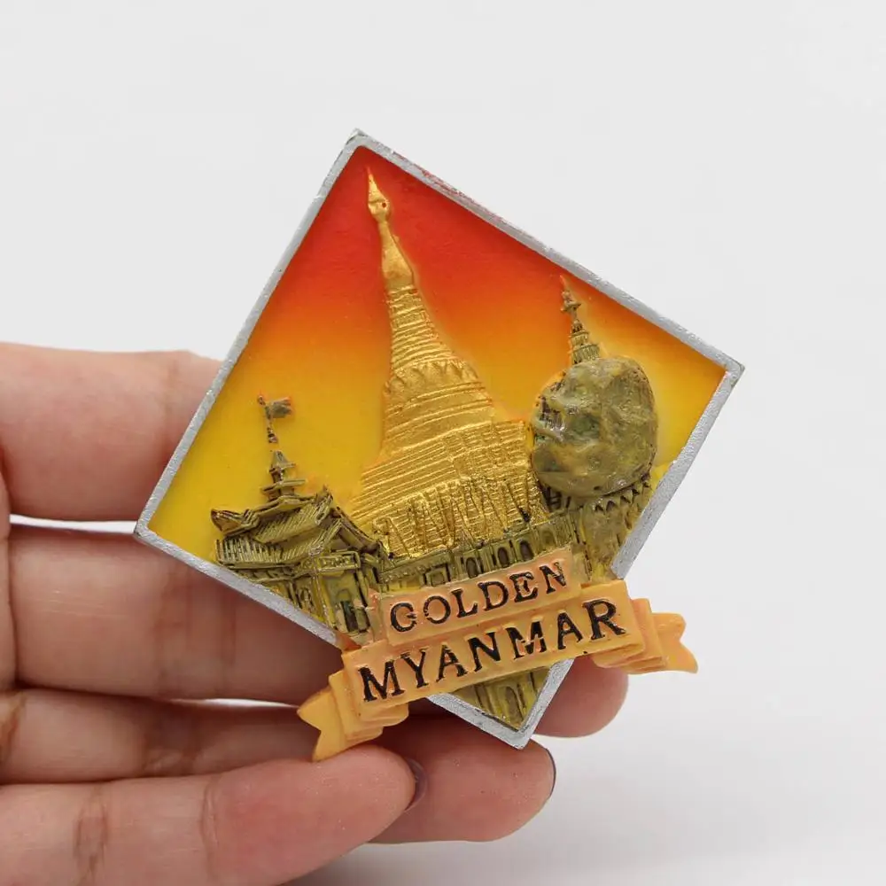 Магниты на холодильник мозаика Барселоны Бурдж халифа Дубай золотой Мьянма