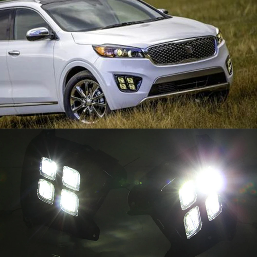 Car Flashing 2PCS LED DRL fog lamp Daytime Running light Daylights Daylight For KIA Sorento 2015 2016 2017 |