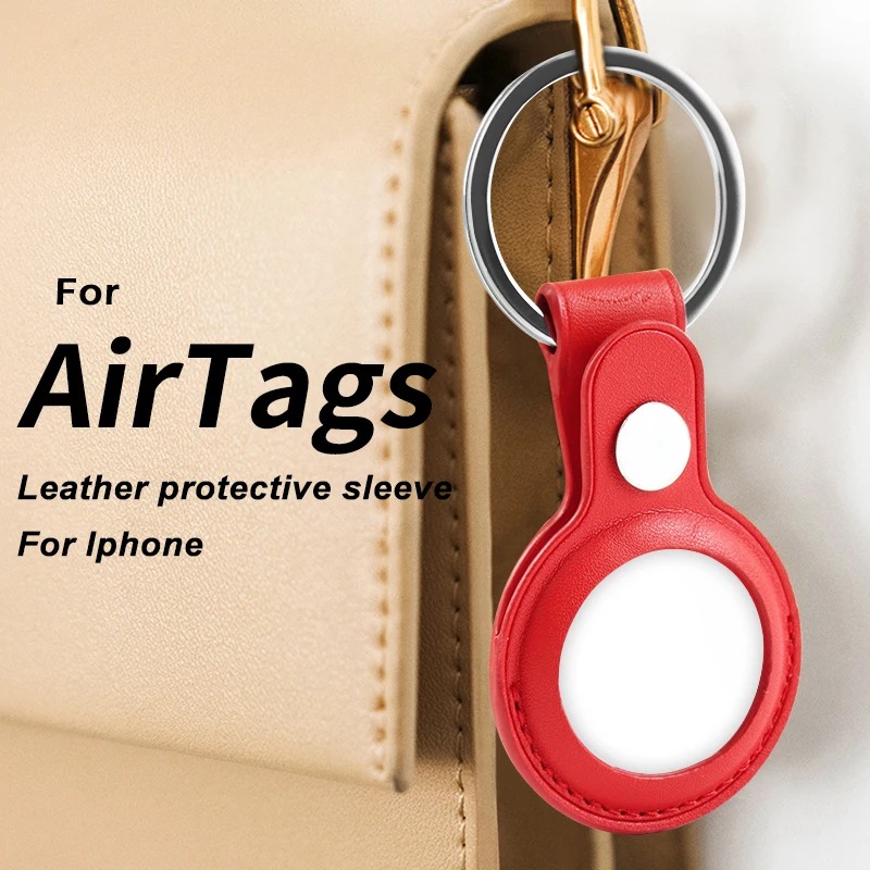 

ASTUBIA Leather Protective Case For Airtag Cover Hangable Keychain Locator Tracker Cover For airtags Case