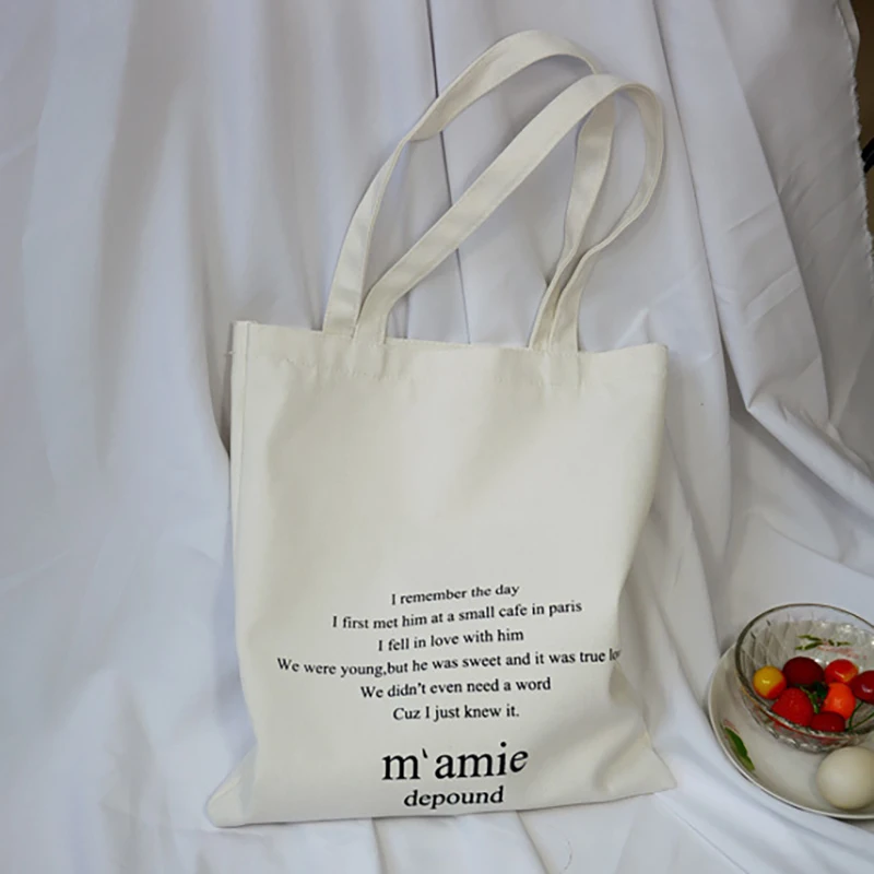 Женская сумка через плечо 2020 холщовая Хлопковая с буквенным принтом складные