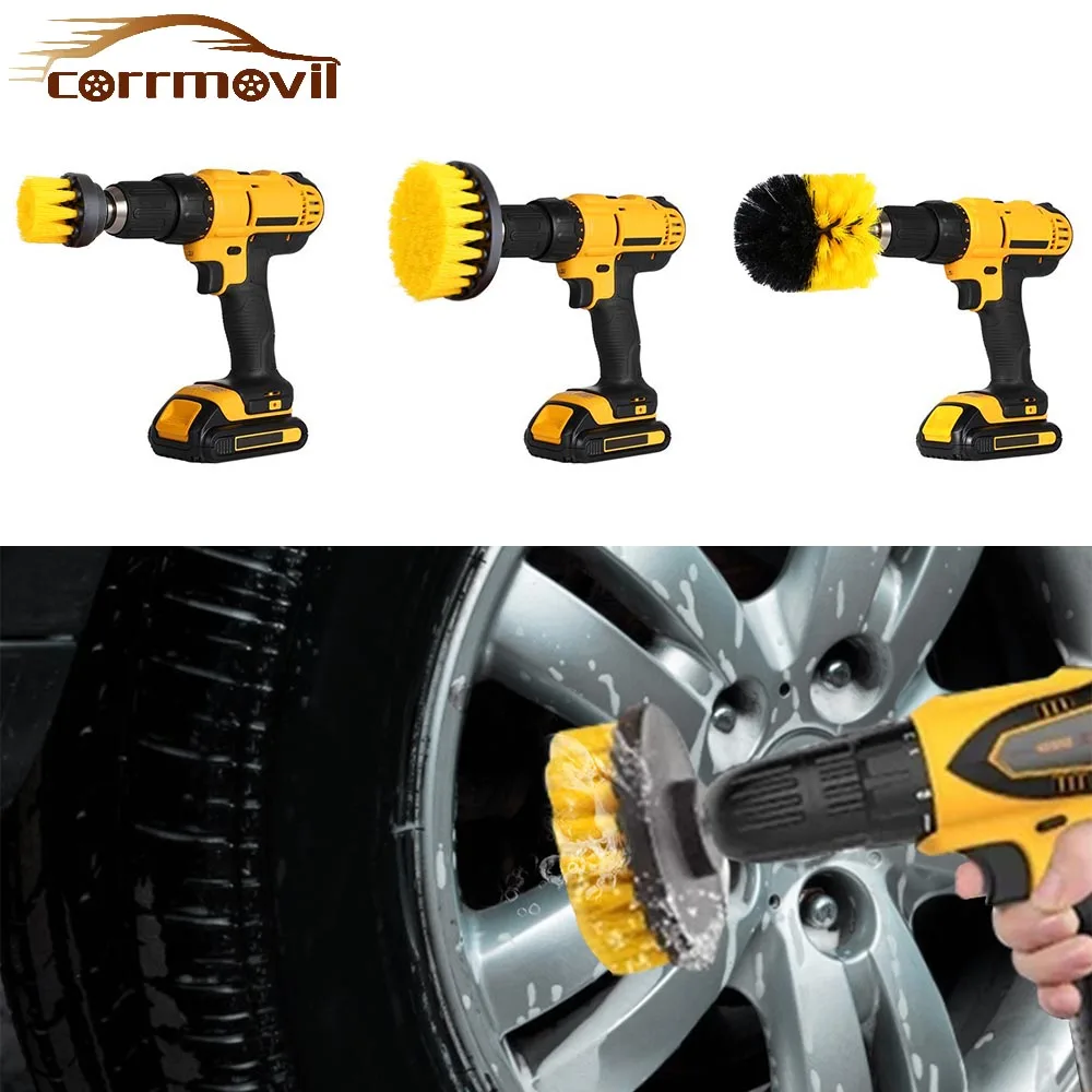 

3PCS Electric Scrubber Brush Drill 2/3.5/4 Inch Power Scrub Clean Brush Nylon Brushes For Furniture Car Interiors Tires Cleaning