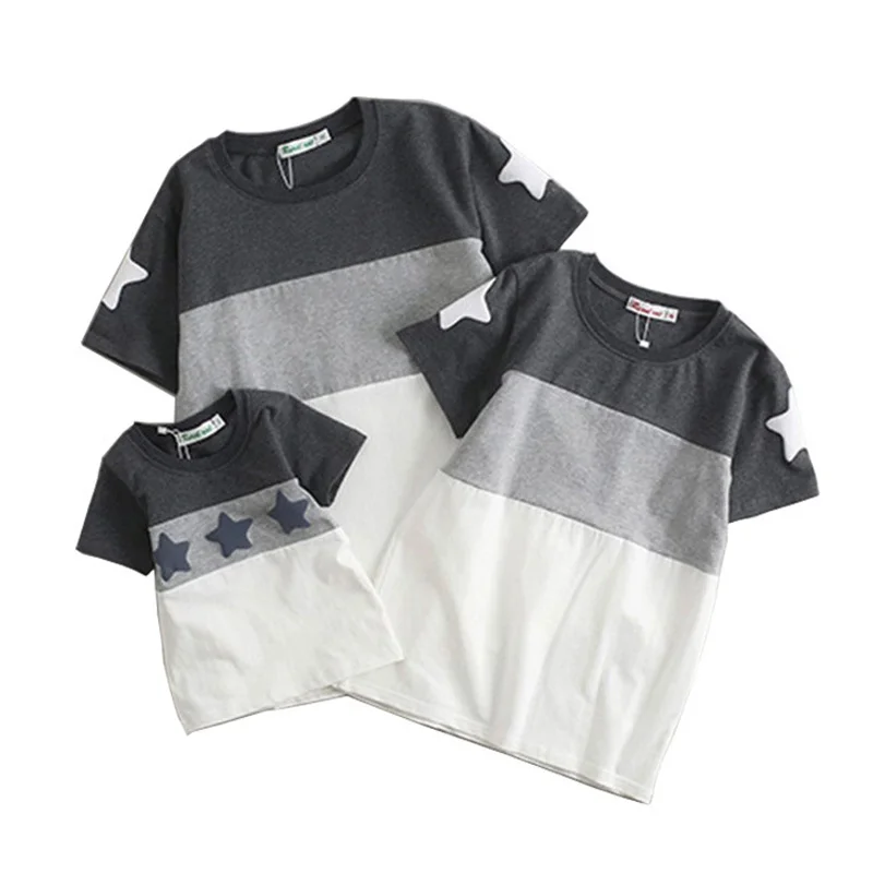 

Family Look Patchwork Star Deco Long Sleeve T shirts Family Matching Clothes For Mom Daughter Dad Son Mommy And Me Tops