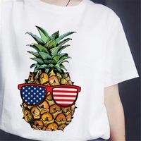 summer pineapple paw dog pet cartoon fruit print t shirt women white tshirt harajuku fashion t shirt leisure female tops