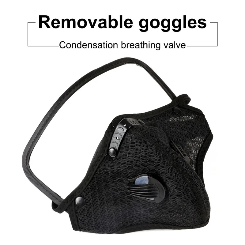 

Sports Carbon Face Masks with Valve PM2.5 Breathable Cycling Mouth Protective Mask Activated Filter Reusable Washable Mascarilla