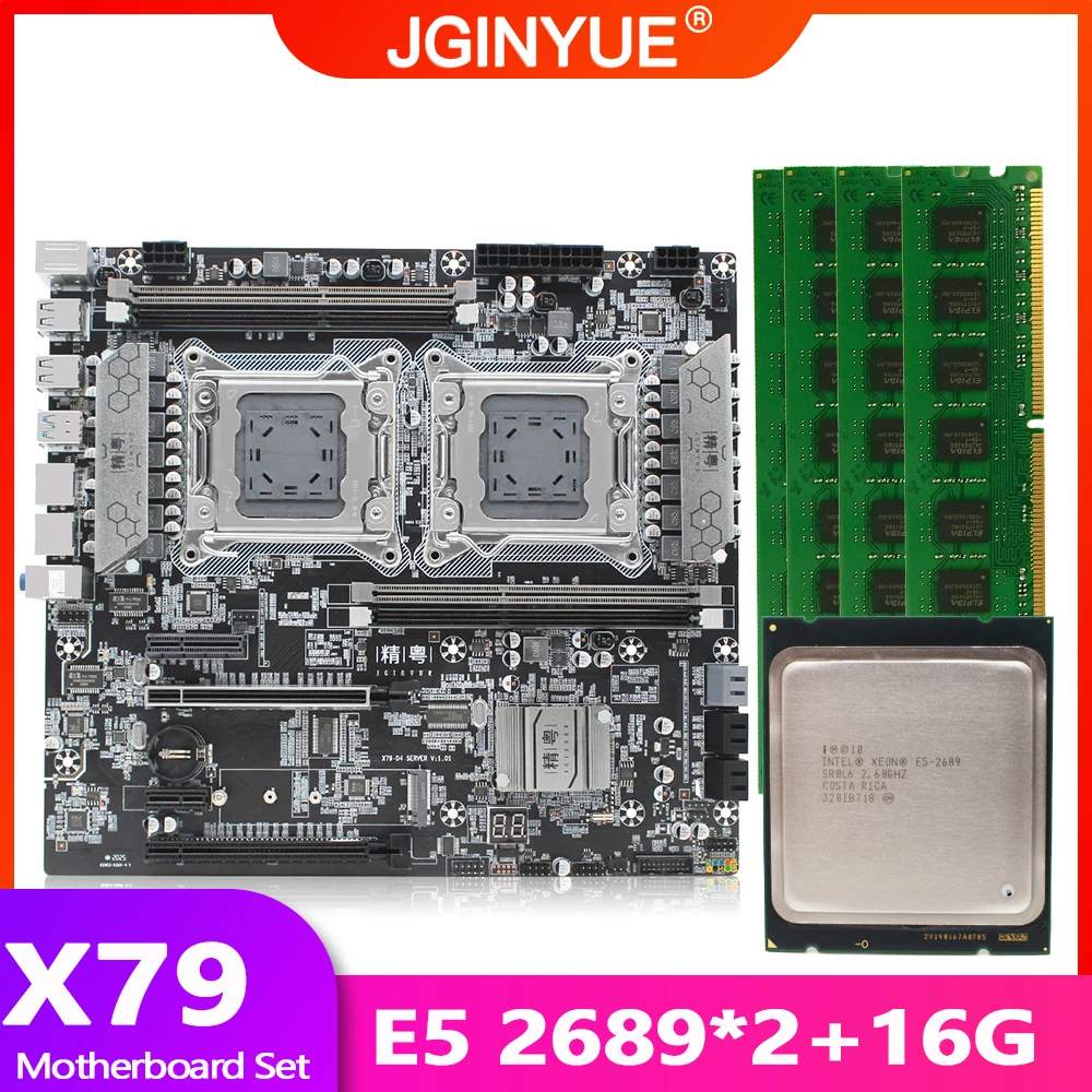 X79 материнская плата LGA 2011 комплект с Intel Ксеон E5 2689*2 Процессор процессор DDR3 16 Гб (4*4