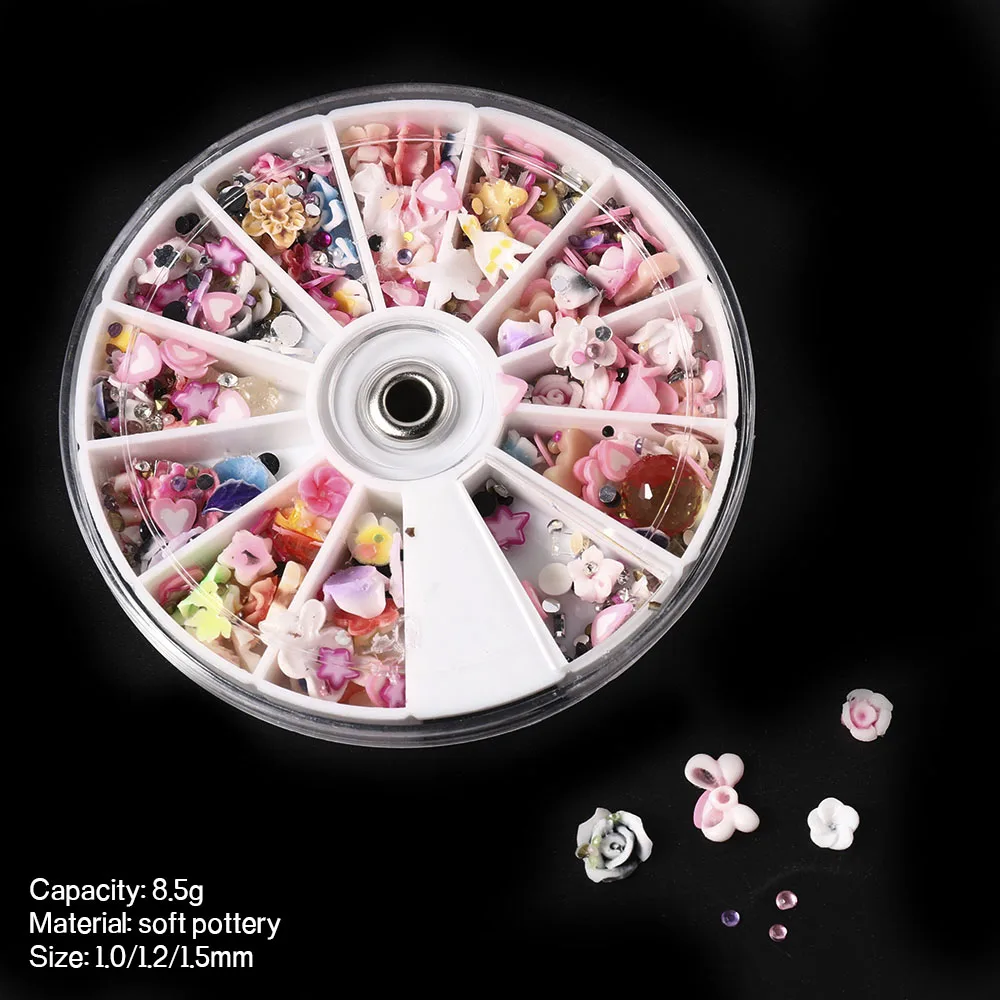 

1200pcs Soft Clay Soft Pottery Mixed Flower Manicure Tanicure Turntable Nail Decoration DIY Accesoires Ongles 1.0/1.2/1.5mm