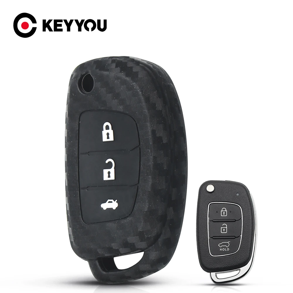 KEYYOU 3 кнопки силиконовый чехол для ключей от машины Hyundai Creta Tucson Santa fe Elantra Sonata i20 i30