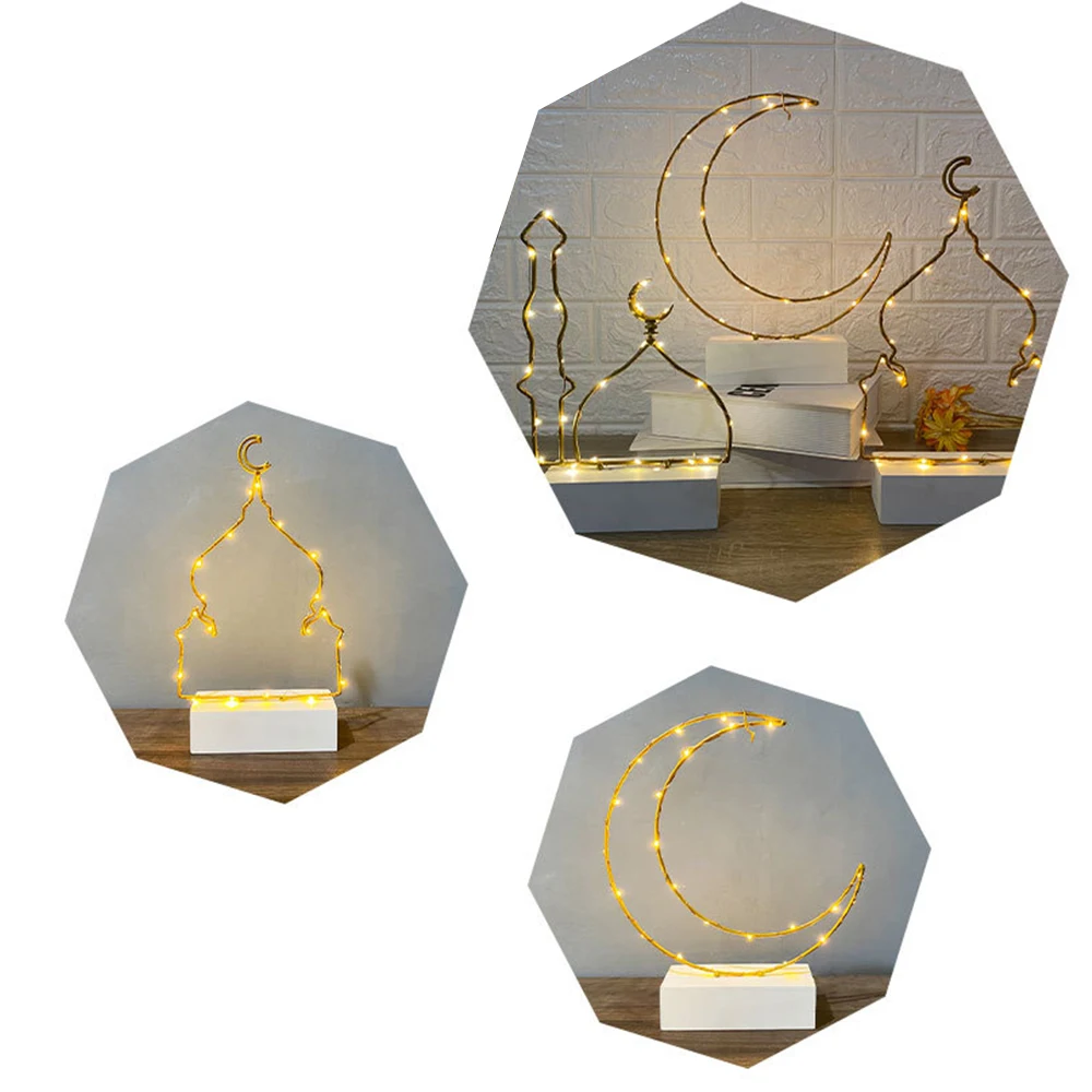 

Nordic Style Muslim Mosques Moon Light Ramadan Eid Home Iron Ornaments Accessory Eid Mubarak Moon Lamp Lampion Lantern Lanterne