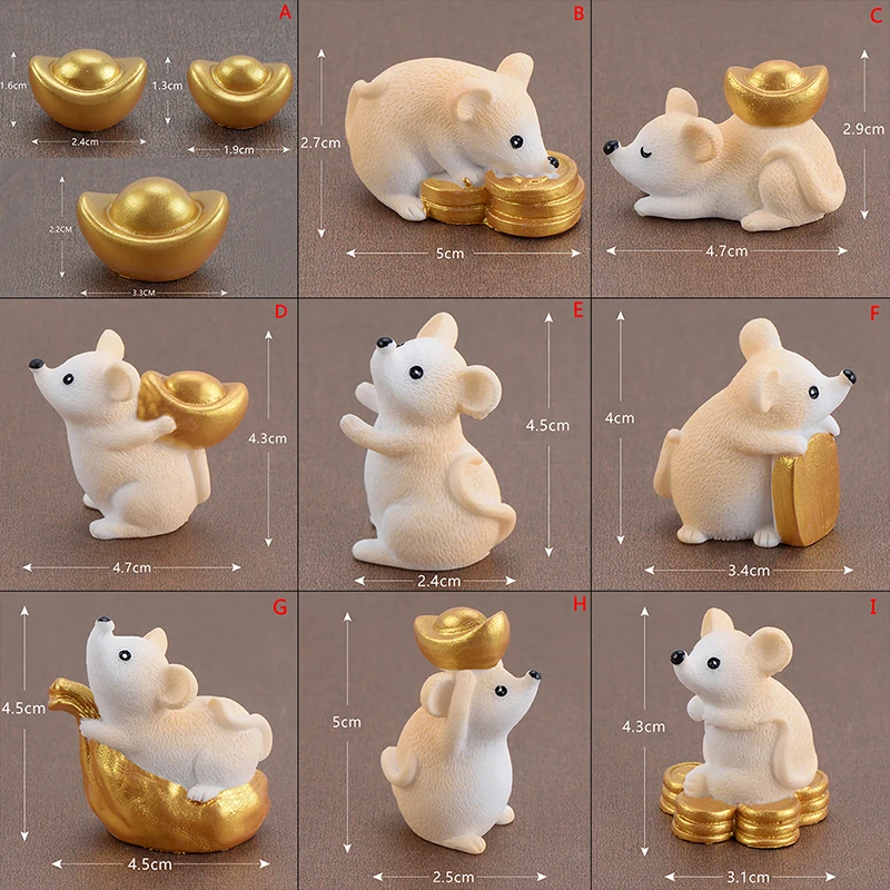 

Cute Mouse Figurines Gold Miniatures Figurine Craft Garden Decoration 2020 Year