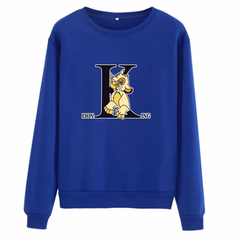 Disney Cartoon The Lion King Simba Cute Kawaii Vrouwen Sweetshirts Witner Autumn Fleece Thick Warm Streetwear Blouses Pullover