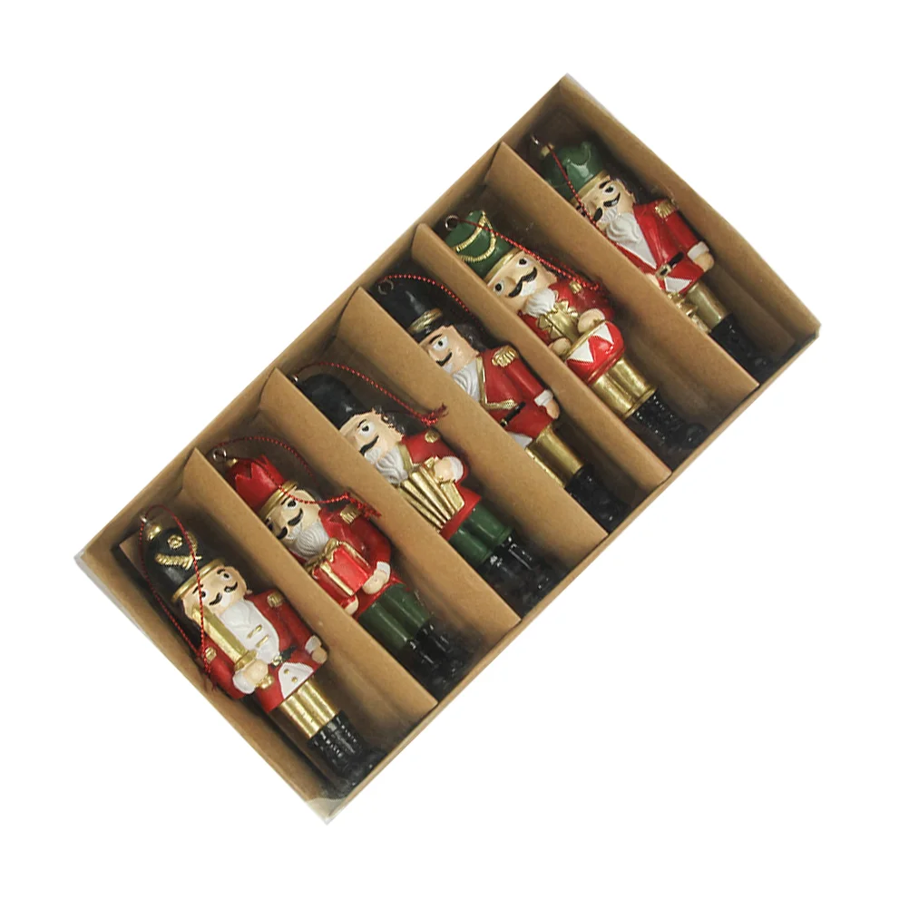 

6pcs Christmas Hanging Pendant Decorative Nutcracker Ornaments Puppet Scene Decors