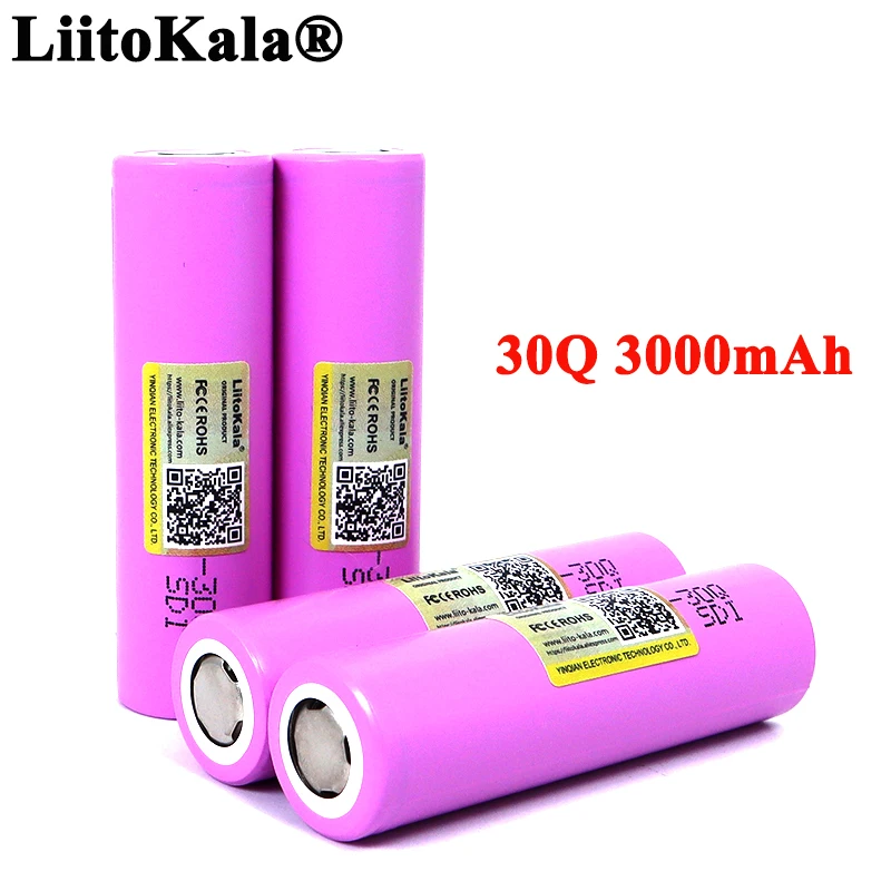 

Аккумулятор LiitoKala inr1865030q, 30Q, 18650, 3000 мА · ч, 3,6 В, 20 А