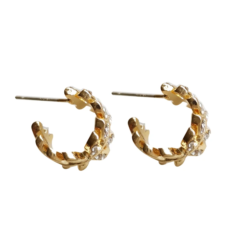 

Mihan S925 needle Women Jewelry Small Leaf Earrings Delicate High Quality Shiny Crystal Metal Earrings For Girl Party Gifts