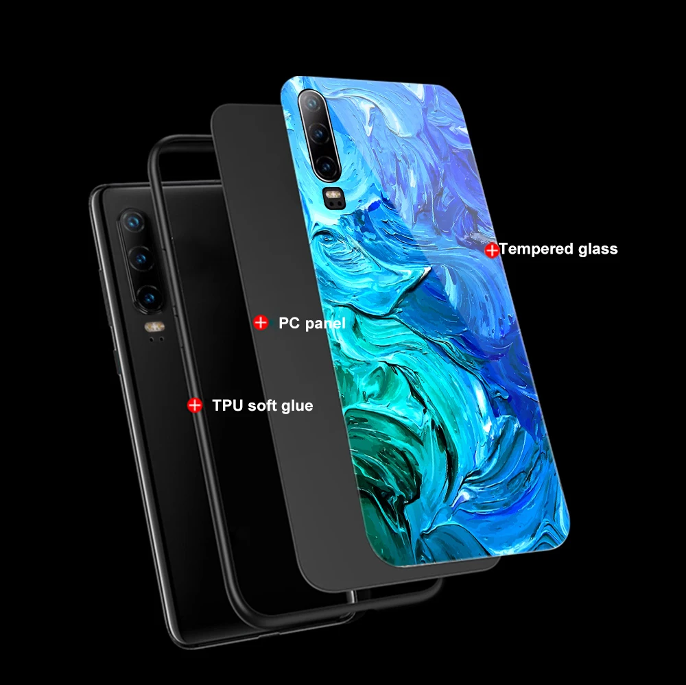 

ciciber Color art painting Glass Cases for Huawei P30 P20 P40 P Smart Z 2019 Honor 20 10 9 9X Mate 30 20 Lite Pro Nove 5T Cover