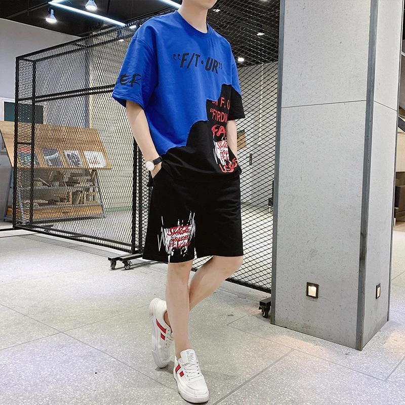 

In summer, the new men's short-sleeved T-shirt sports suit is fully matched with the Korean version of fashionable and handsome