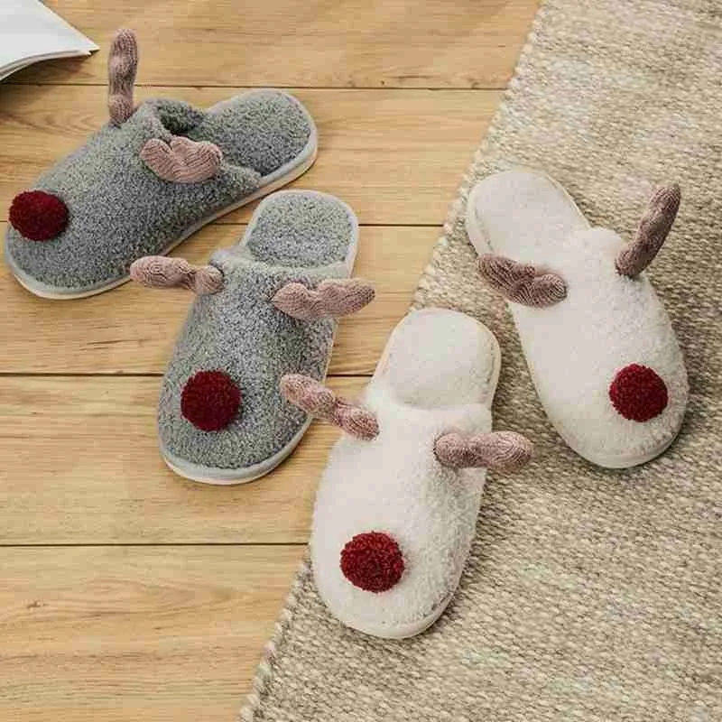 

Elk Home Cotton Shoes New Autumn Winter Women Slippers Bottom Soft Home Shoe Comfortable Indoor Slippers