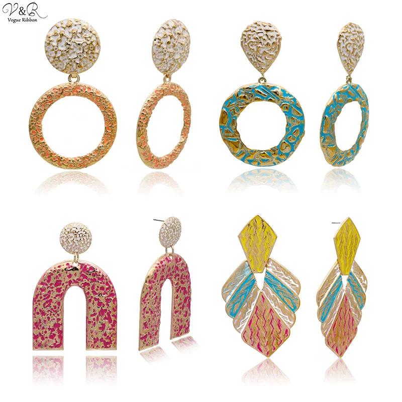 Модные богемные большие серьги металлические геометрические женские Овальные