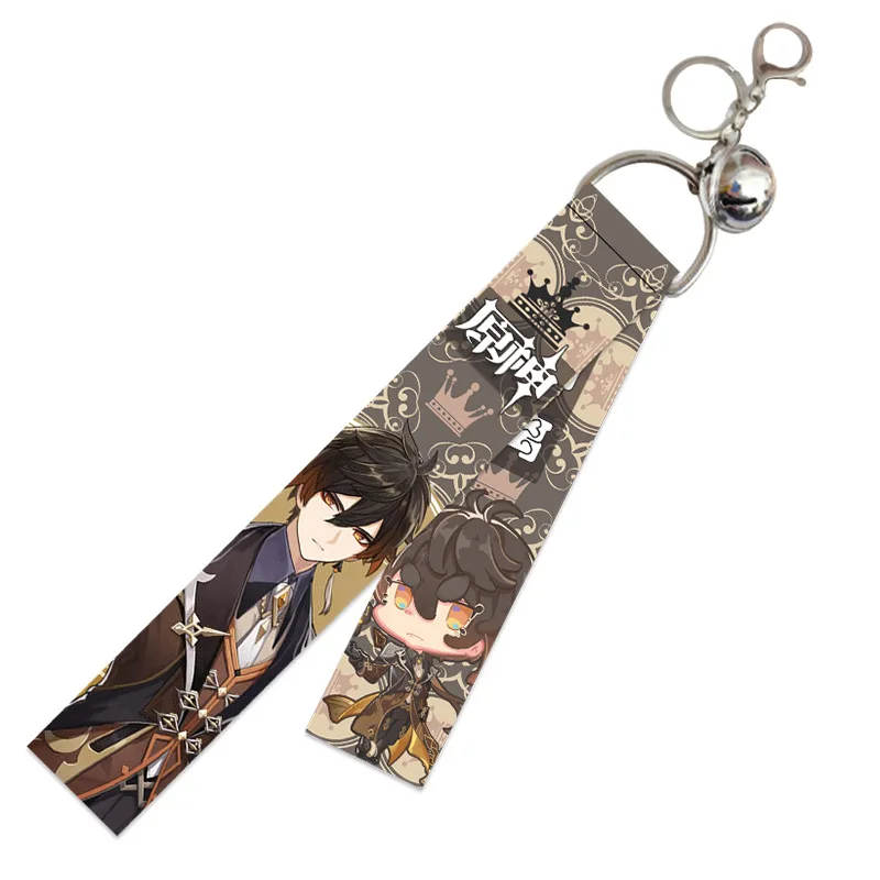 

New Arrival Anime Genshin Impact Keychain Lanyard Cotton Streamer Bag Pendant Key Chain Diluc Car Key Ring Trinket Jewelry