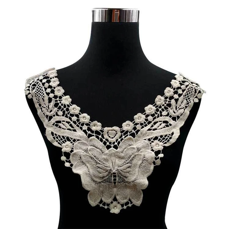 2019 Высококачественная белая кружевная ткань с вышивкой Кружевная аппликация