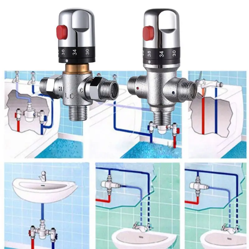 

Brass Thermostatic Valve Mixer Water Temperature Control Bathroom Faucet Valve